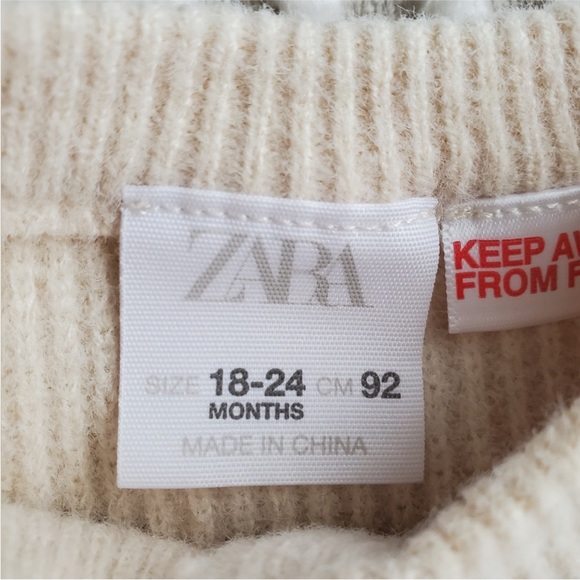 NWOT Zara kids / toddler Cream sweater cardigan with bow front - Picture 4 of 4